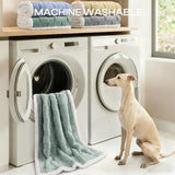 Luciphia Waterproof Dog Blanket for Large Dogs Washable Soft Sherpa Fleece Cat Blankets with 3D Jacquard Cozy Calming Reversible Bed Couch Protector Furniture Protection, Green White, 85x57 inch