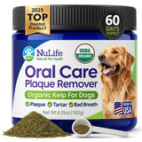 Dog Teeth Cleaning Powder, Dog Plaque and Tartar Remover, Bad Breath Treatment for Dogs with USDA Organic Sea Kelp Powder, Dog Dental Care Made Easy, for All Ages, 6oz
