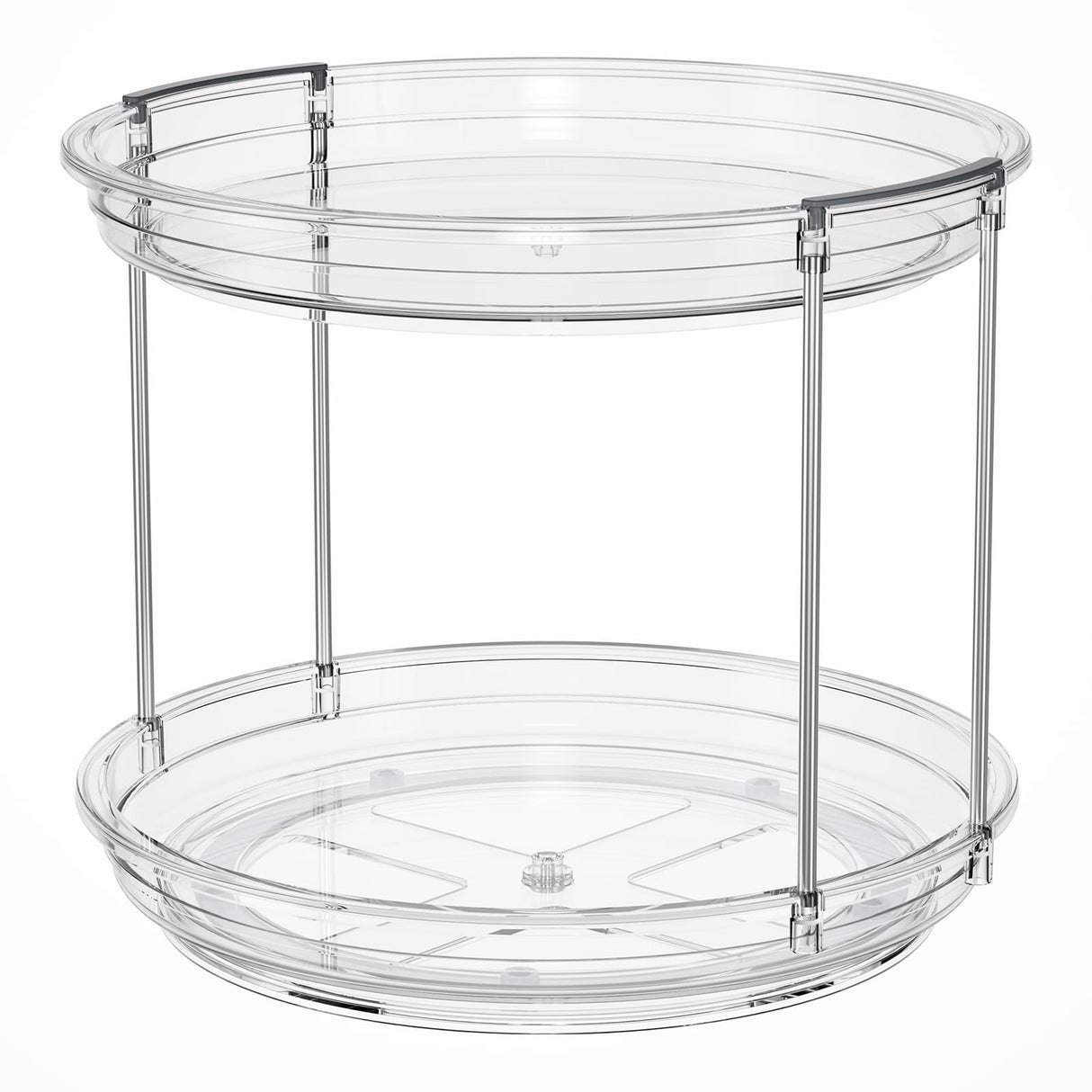 2 Tier Lazy Susan Turntable Organizer 9.25'' Rotating Spice Rack Organization for Cabinet, Kitchen, Pantry, Countertop, Bathroom, Vanity, Medicine Cabinet Organizer, Clear