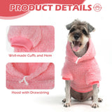 EXPAWLORER Fuzzy Dog Sweaters, Double-Sided Plush Fleece Soft Doggie Hoodie with Leash Hole, Pet Cold Weather Clothes Winter Coat, Sherpa Hooded Sweatshirt for Small Medium Large Dogs(Pink XL)