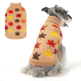 BEAUTYZOO Fall Sweater - Small Dog Sweaters for Girls & Boys, Turtleneck Knitwear in Cold Weather, Maple Leaf Cable Knit Puppy Pullover, Pet Apparel (Khaki, M)