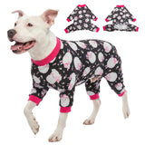 LovinPet Doberman Pajamas, Anxiety Calming Dog Jumpsuit, Lightweight Onesie, Black Sheep Print, Large Dog Pjs, Long Sleeve Pullover for Dogs/Medium