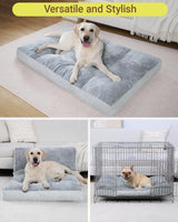NUPIDA Washable Dog Bed for Extra Large Dogs, XXL Crate Bed Plush Pet Kennel Pad with Non-Slip Bottom, Pet Sleeping Mat, 47x29 Inch, Light Gray