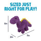 goDog Checkers Just for Me Dinos Bruto Squeaky Plush Dog Toy, Chew Guard Technology - Purple, Mini