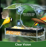 Window Bird Feeders for Outside with Strong Suction Cups Home Bird Feeder, Transparent Bird House Cat Kids and Elderly Viewing Bird Feeder for Window Perch (Polyurethane)