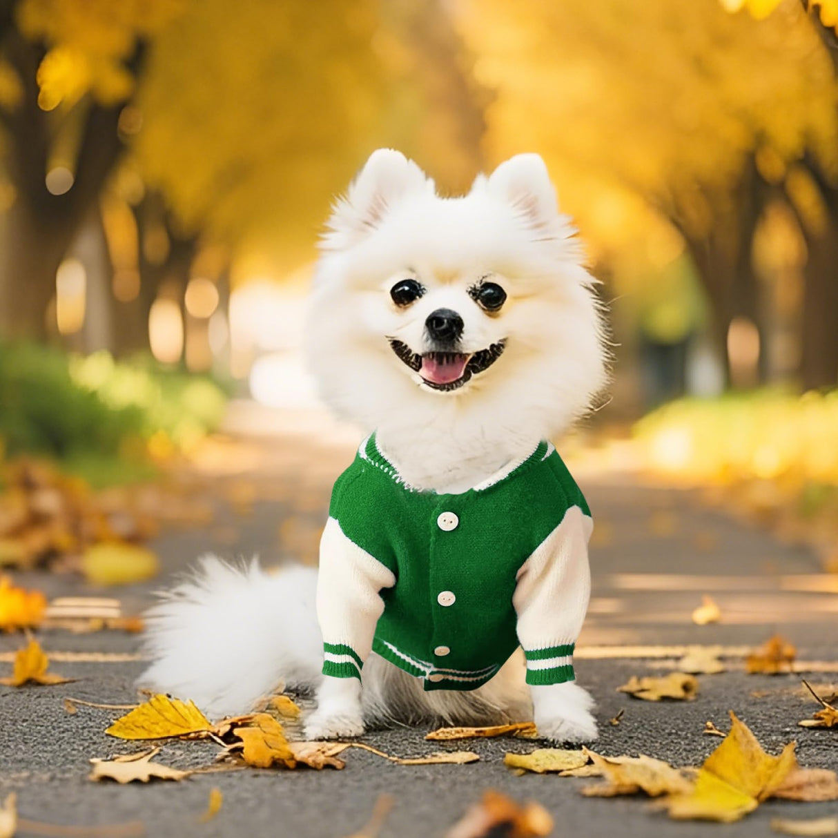 Floofelove Christmas Dog Sweaters for Small Dogs, Jacket Cute Warm Dog Clothes Basketball Coat Knitted Bear Design for Puppies(Green,3 to 6lbs,S)