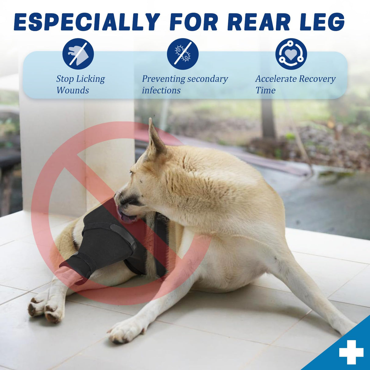 Joypig Dog Rear Leg Sleeve to Stop Licking: Soft Recovery Wrap for Hind/Back Leg Wounds, TPLO ACL Surgery, Surgical Sleeve for Small Medium Large Dogs, Cone Alternative (Left-XS,Glossy Black)