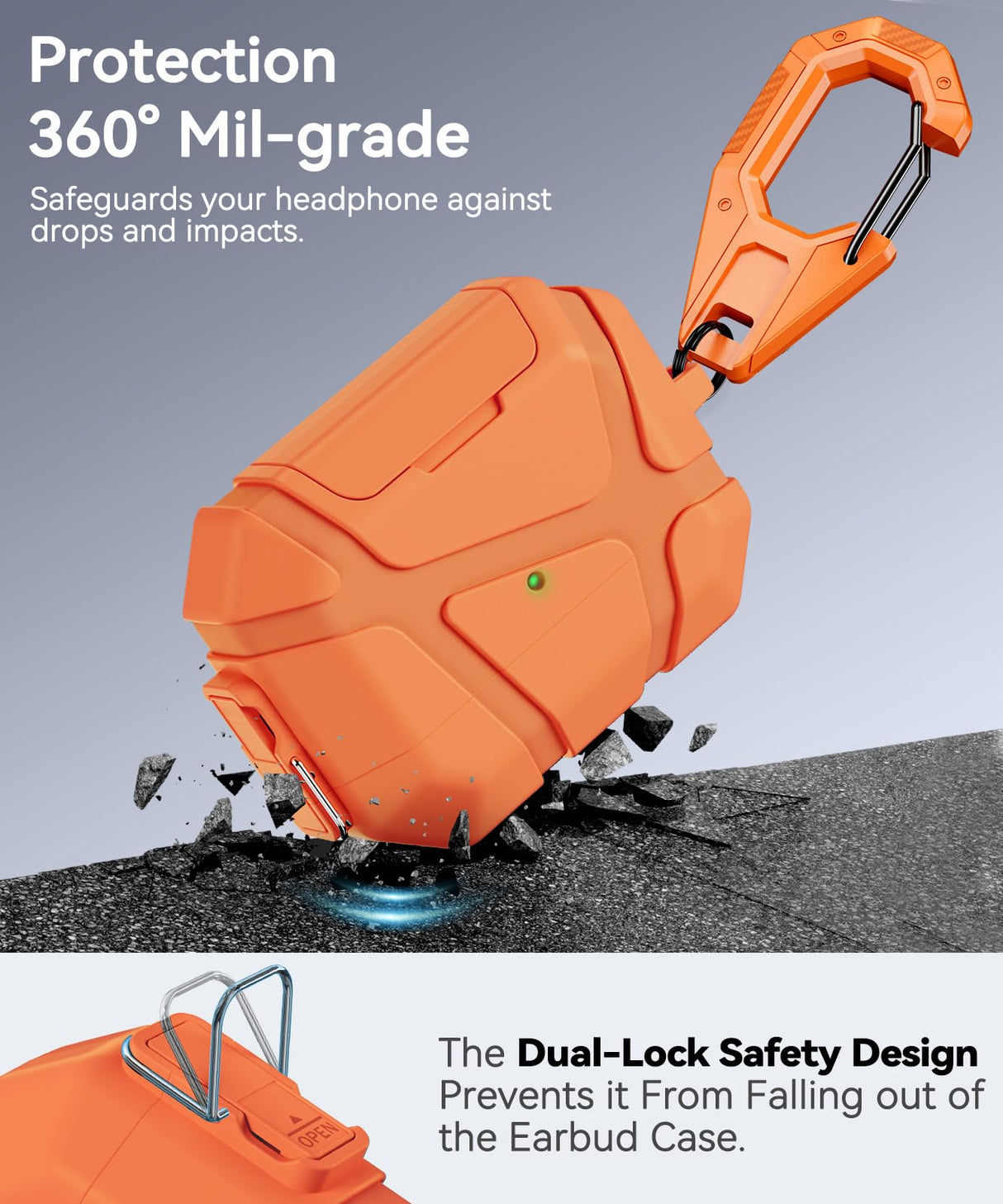 AirPods Pro 3rd Case (2025 New),Secure Lock & Phone Stand Design Compatible with Airpods Pro 3 Generation Cover with Cleaner Kit-Orange