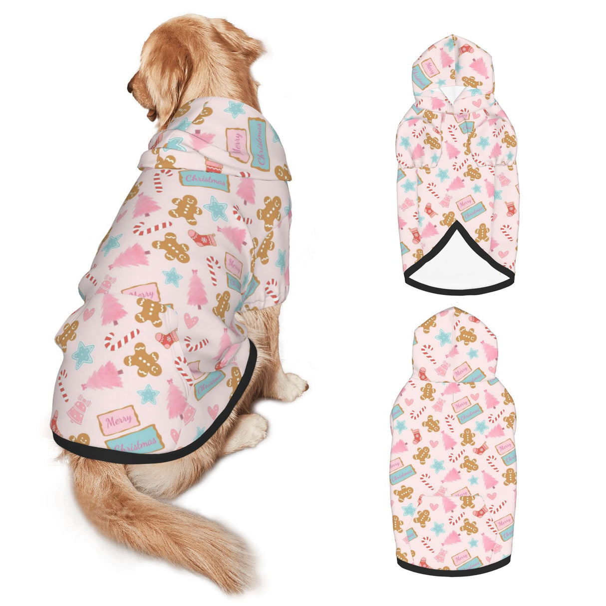 Christmas Dog Costume Hoodie for Large Dogs - Soft Pet Christmas Costumes Xmas Outfit with Leash Hole & Pocket, Funny Dog Clothes for Medium to Large Breed Boy/Girl-L