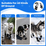 Winter Dog Boots with Leg Protection, Non-Slip Sole for Small & Medium Dogs - Waterproof Adjustable Straps, Paw Protector for Outdoor Walking & Hiking (L)