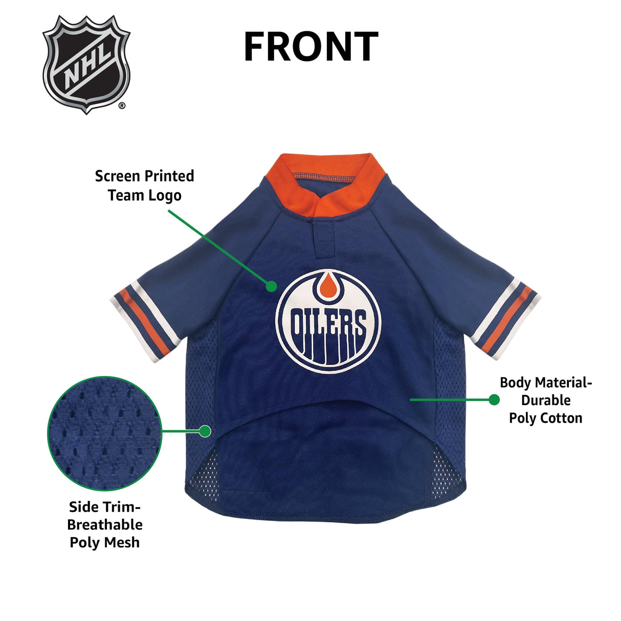 Pets First NHL Hockey Edmonton Oilers Mesh Jersey for Dogs & Cats, Size X-Small, Licensed Dog Jersey with Your Favorite Hockey Team