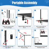 Dog Grooming Arm with Clamp,35" Pet Grooming Hammock Table Arm with Adjustable No Sit Haunch Holders,Dog Grooming Table Stand for Foldable at Home with Loop Noose for Small Dogs and Medium Pets