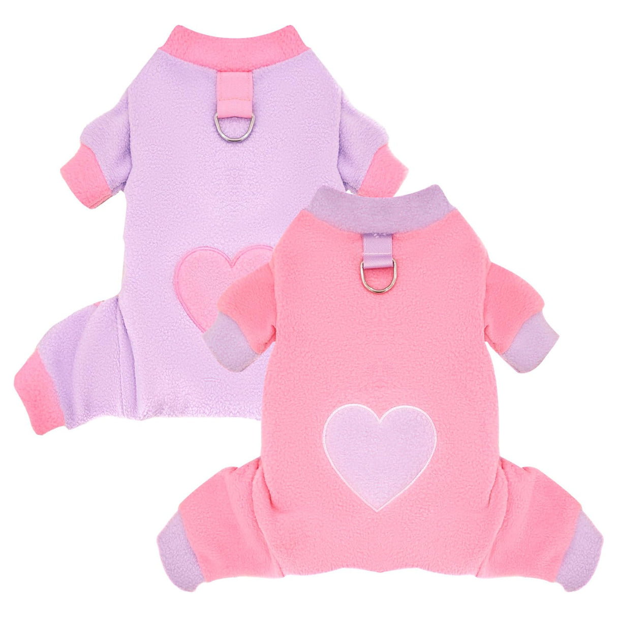 AXIIJGL 2 Pack Dog Pajamas Small Sized Dog Fleece Pajamas Cute Fleece Sweater Doggy Sweater Love Pattern Onesies for Pjs Small Valentines Clothes