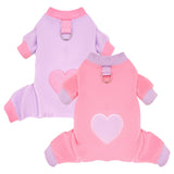 AXIIJGL 2 Pack Dog Pajamas Small Sized Dog Fleece Pajamas Cute Fleece Sweater Doggy Sweater Love Pattern Onesies for Pjs Small Valentines Clothes