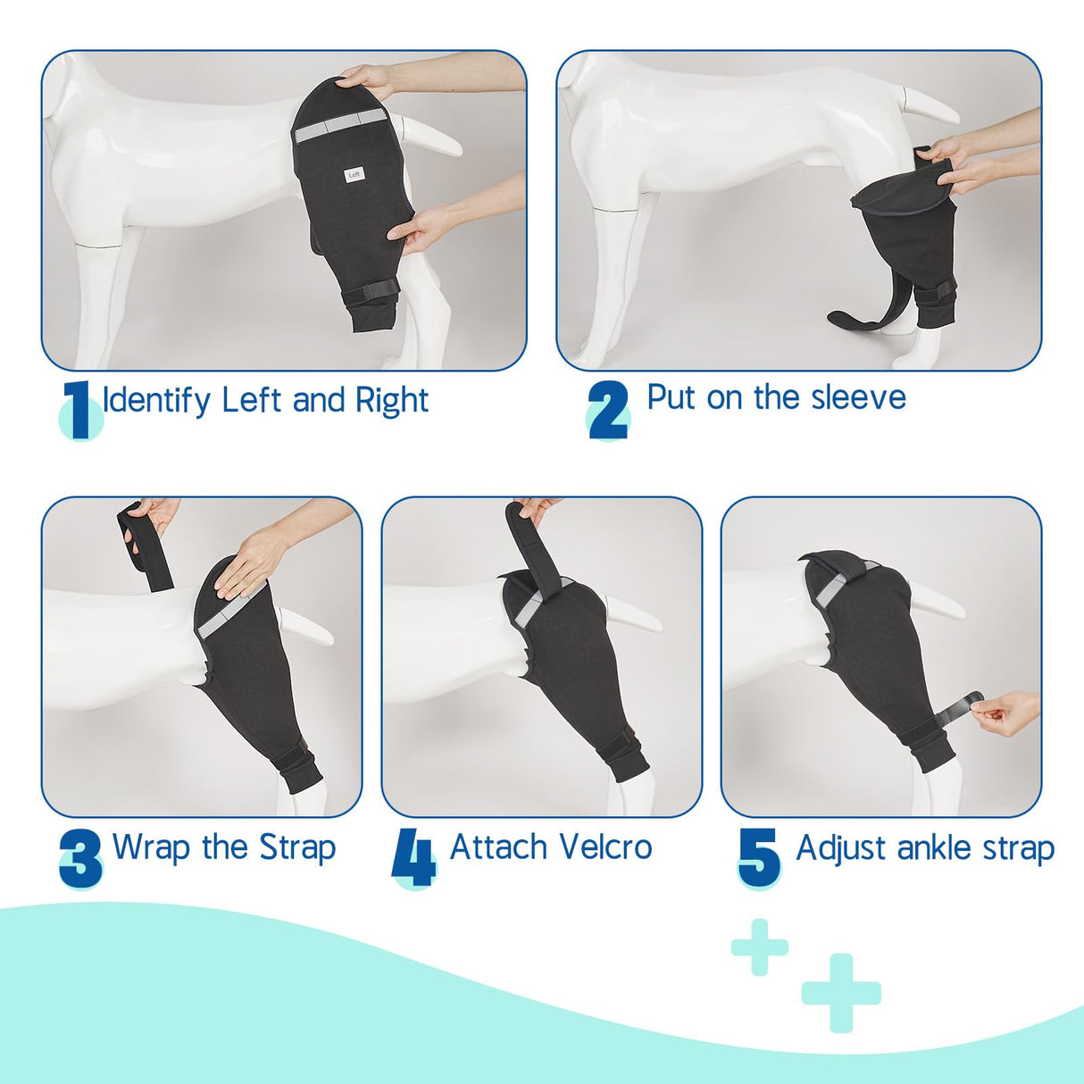 Petdream Dog Rear Leg Sleeve to Stop Licking, Upgraded Leg Shap to Stop Slipping, for TPLO Surgery, Skin Conditions, Wounds, Breathable Soft Fabric (Black, Left Leg, L)