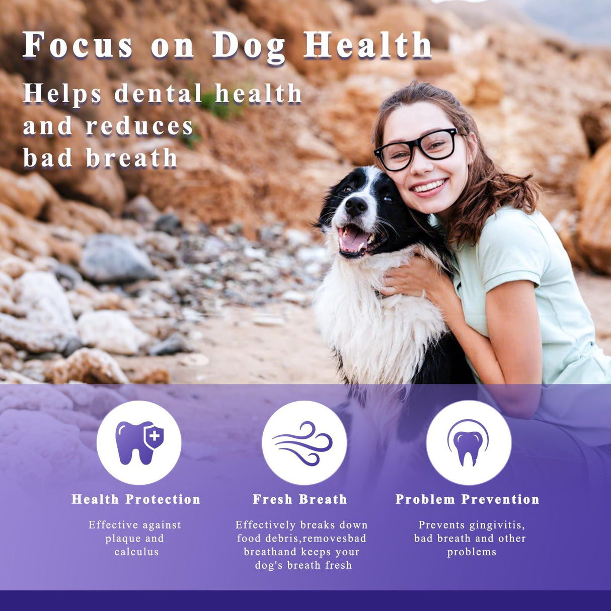 TTsiya Dog Teeth Cleaning Powder, Pet Dental Powder -Dental Care, Dogs Breath Freshener with Probiotics for Tartar & Reduces Plaque & Bad Breath Teeth Cleaning for Small, Medium, Large Dogs 100g