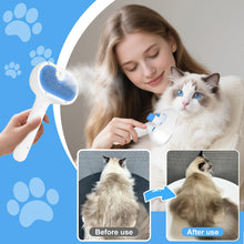 Load image into Gallery viewer, Pet Steam Brush for Dog &amp; Cat - 3-in-1 Steam Grooming Brush for Shedding &amp; Hair Removal - Self Cleaning Spray Comb with Mist for Long Haired Pets - Includes 1*Waterless Shampoo, Blue.
