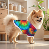 Custom Dog T- Shirt Personalized Breathable Clothes Tie Dye Rainbow Dog Shirt with Name Text Photo Logo Customized Shirts for Pets Puppy Cats