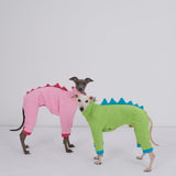 ESCCBOO Italian Greyhound Whippet Clothes, Cozy Fleece Dinosaur Costume, Basic Onesie Turtleneck Outfits Coat (Green, Small)