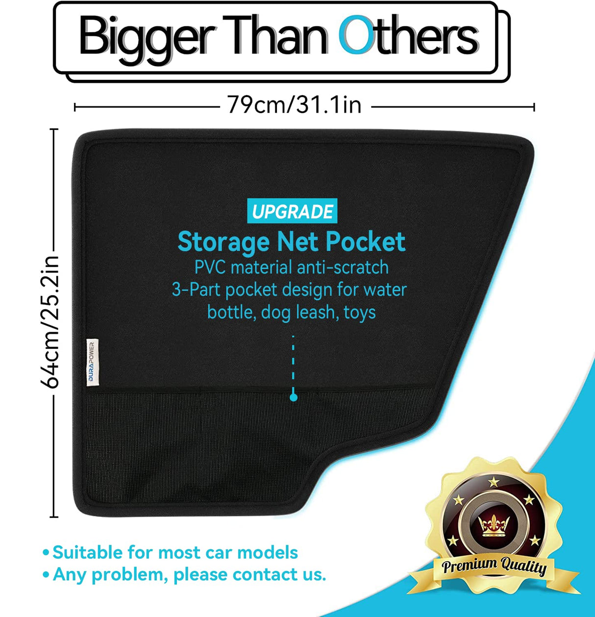 Durapower Dog Car Door Protector丨2 Pack Extra Big & Thick Anti Pet Scratching Waterproof Vehicle Door Covers Guard Truck Interior Panel Safe SUV Universal 600D Black
