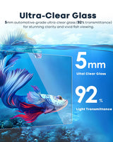 Wonderfactory 5 Gallon Small Aquarium Set Glass Fish Tank 6 Gallon, Starter Kit with Heater Water Pump Cleaning System Filter Bright Light Rocks Gravel Cleaning Tool, Clear Rimless Betta Plants