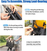 Wakytu Dog Bike Basket Carrier, Pet Bicycle Front Carrier Backpack for Bike Riding Foldable Removable, Reflective Strips, 2 Side Storage Pockets, Pet Travel Bag for Cats Small Dogs