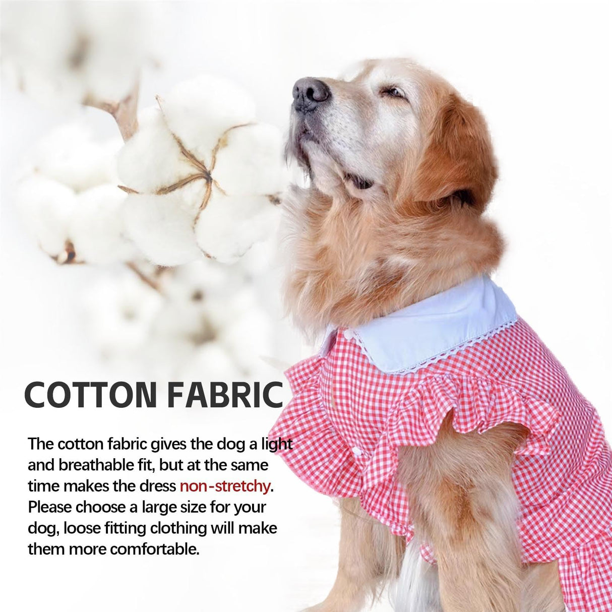 UOSIA Dog Dresses for Large Dogs Girl Lace Cute Thin Classic Plaid Breathable Pet Birthday Dress for Medium Dogs Outdoor Walking Apparel(Red,6XL)