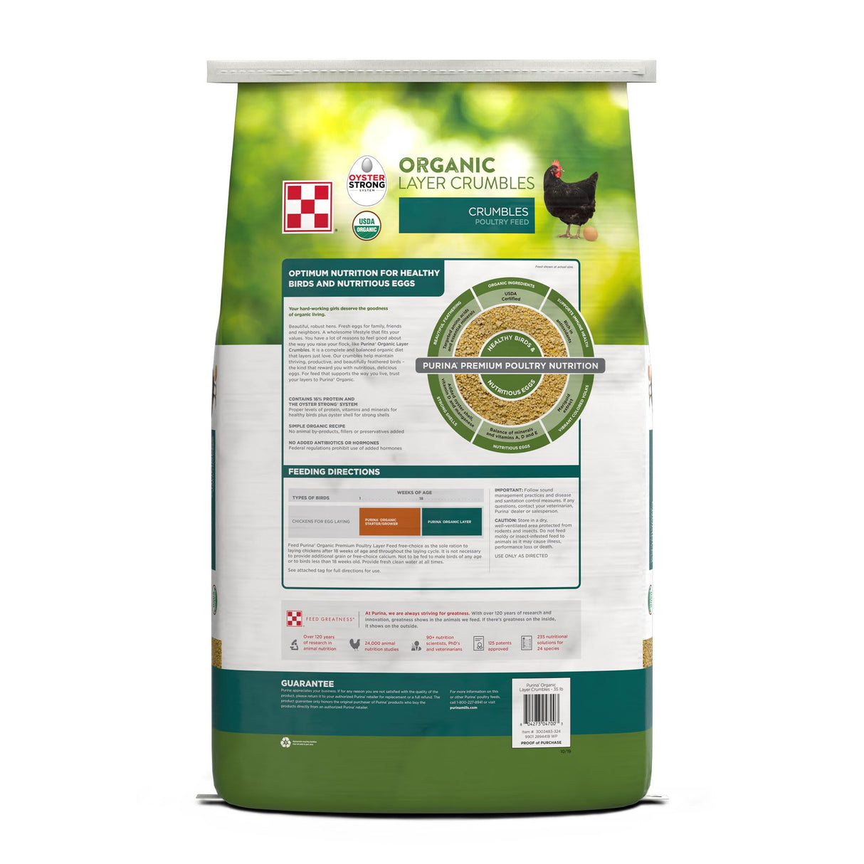Purina | Nutritionally Complete Non-GMO Organic Layer Hen Feed Crumbles - Chicken Feed | 35 Pound (35 lb.) Bag