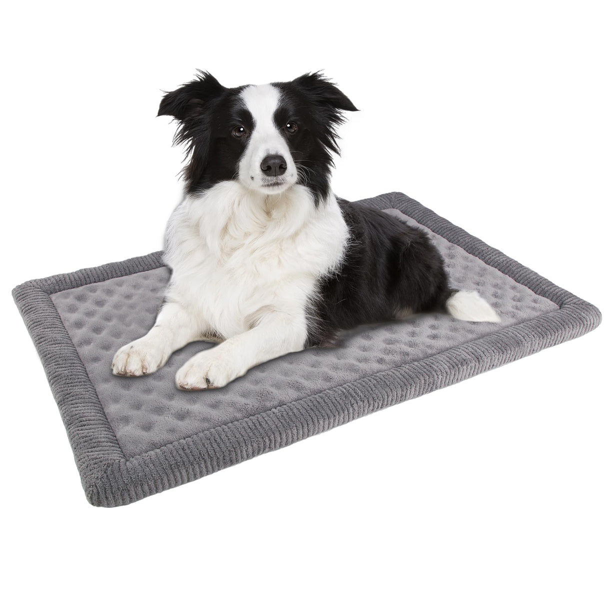 Large Dog Crate Pad 36 inch Gray Memory Foam Dog Kennel Bed Soft Flannel Washable Anti Slip Puppy Sleeping Mat,Grey