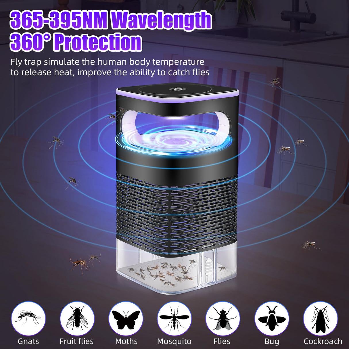 2024 Newly Bug Zapper Indoor,Fly Traps Indoor for Home,Mosquito Zapper Indoor Mosquito Killer,UV Bug Light Trap Mosquito Trap with Auto Suction to Catch Bug Mosquito Moths Gnats for Indoor Outdoor
