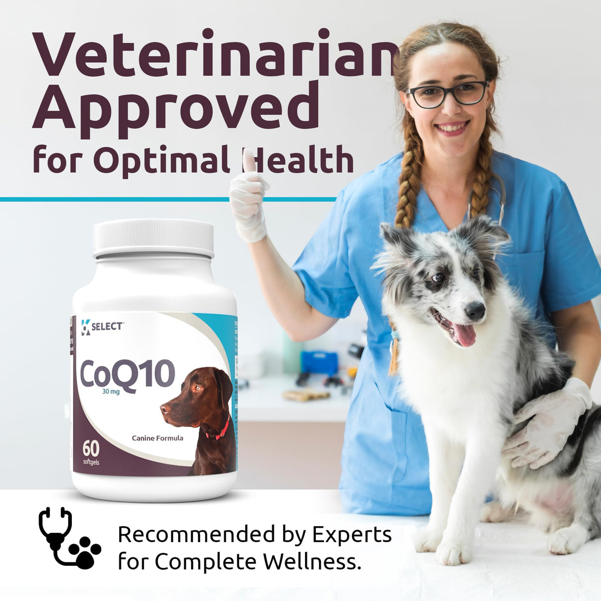 K9 Select CoQ10 Supplement for Dogs, 30mg - 60 Soft Gels per Bottle - Pet Supplement, Nutritional Softgels for Canine Heart Health, Cardiovascular & Gum Health, Energy