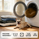 VERABE Washable Dog Bed for Extra-Large Dogs, 41x27 Inch Short Plush Oval Crate Pad with Non-Slip Bottom, Silver-Tipped High-Resilience Pet Mat,Brown