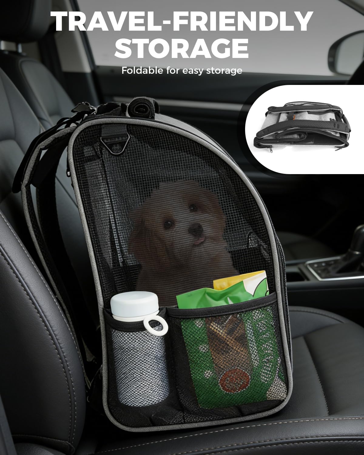 MOYSOON Cat Carrier Backpacks for Kitty Small Dog up to 15 lbs, Lightweight and Foldable Dog Backpack Carrier with Breathable mesh for Travel, Walking, Hiking, Camping and Vet (Grey)