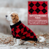 Queenmore Medium Dog Sweater, Dog Sweaters for Medium Dogs Girls Boys, Christmas Clothes for Doggie, Warm Cozy Knit Pullover with Plaid Pattern, Soft Pet Winter Jacket (Red,M)