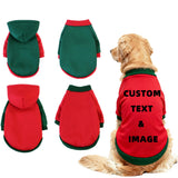 Custom Dog Hoodie, Personalized Sweatshirt with Photo Text Name Logo, Customized Hooded Sweater for Small Medium Large Dogs & Cats (Red + Green Sleeves, X-Large)