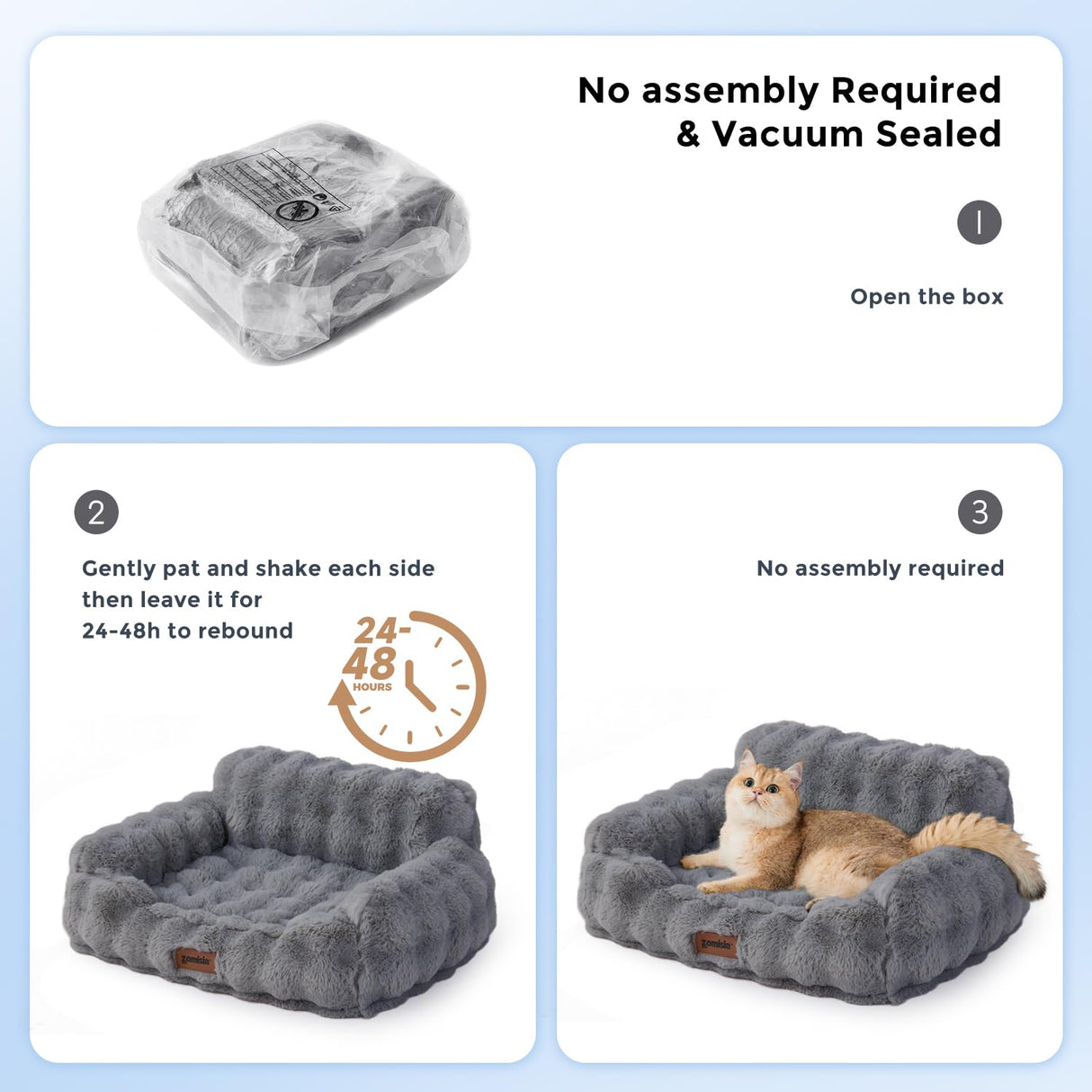 ZOMISIA Dog Couch Bed - Fluffy Dog Sofa, Large Orthopedic Pet Sofa Bed with Removable Washable Cover, Faux Fur Calming Cute Pet Couch with Supportive Egg Foam and Non-Slip Bottom, Ivory White