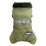 Izefia Dog Coat Jacket Windproof Cold Weather Coat 4 Legs Warm Dog Jumpsuit Winter Thick Clothes Snow Proof Coat Cotton Dog Coat for Small Dog Medium Dog Cat Green S