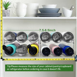 2 Pack Water Bottle Organizer, Stackable Kitchen Pantry Storage Shelf, Plastic Water Bottle Holder for Cabinet and Fridge Organization