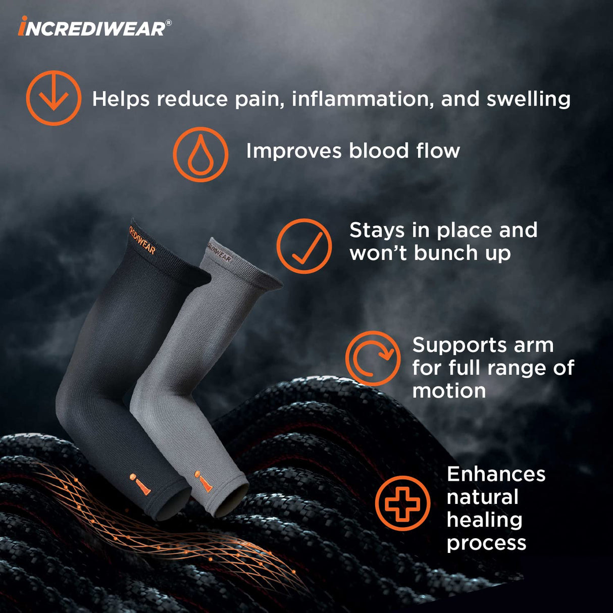 Incrediwear Arm Sleeve – Arm Sleeves for Men and Women to Help with Muscle Pain Relief and Muscle Recovery, Perfect for Baseball, Basketball, Football, Cycling and Working Out (Charcoal, Large)
