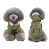 DYAprWu Warm Dog Hooded Trench Coat Windproof Parka Jacket for Cold Weather (XXL, Green)