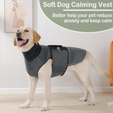 KOESON Dog Calming Hoodie, Pet Thunder Jacket with Ear Wrap, Breathable Dog Anti-Anxiety Vest for Thunder, Fireworks, Travel, Separation, Comfort Pet Anxiety Relief Wrap, Grey M