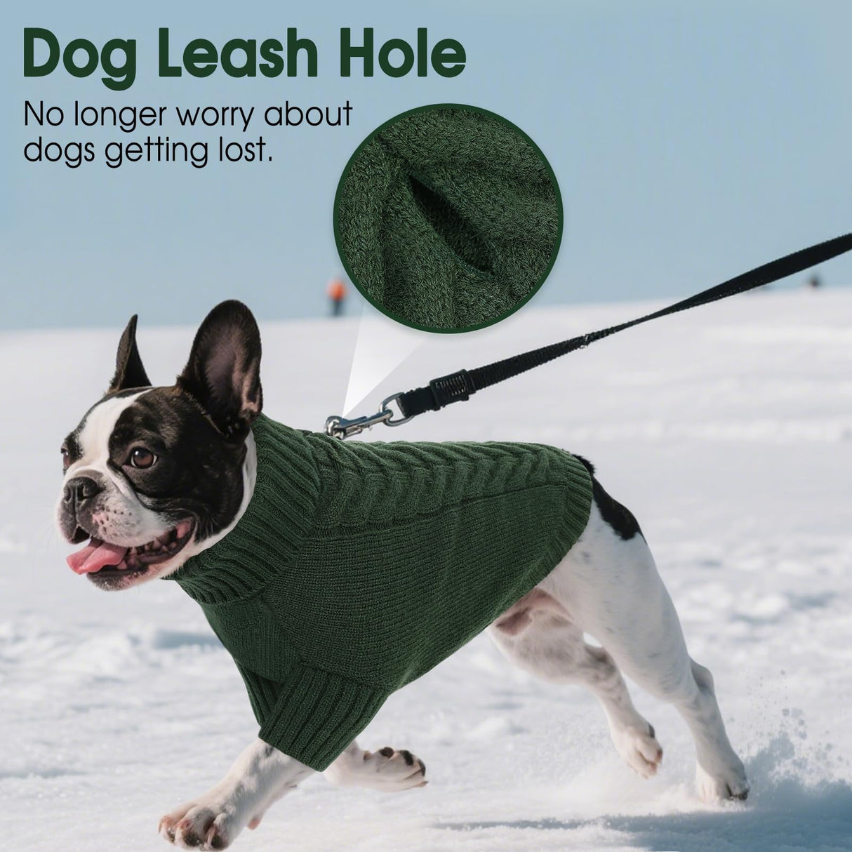 Dog Sweaters for Large Dogs Classic Turtleneck Dog Christmas Sweater Thick Warm Pullover Male Puppy Pet Stretch Knitwear Fall Winter Clothes with Leash Hole(Green, 2XL)