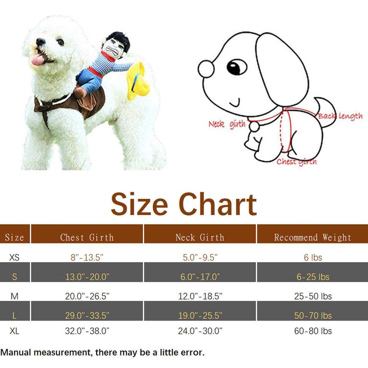 NACOCO Cowboy Rider Dog Costume for Dogs Clothes Knight Style with Doll and Hat for Halloween Day Pet Costume (L)