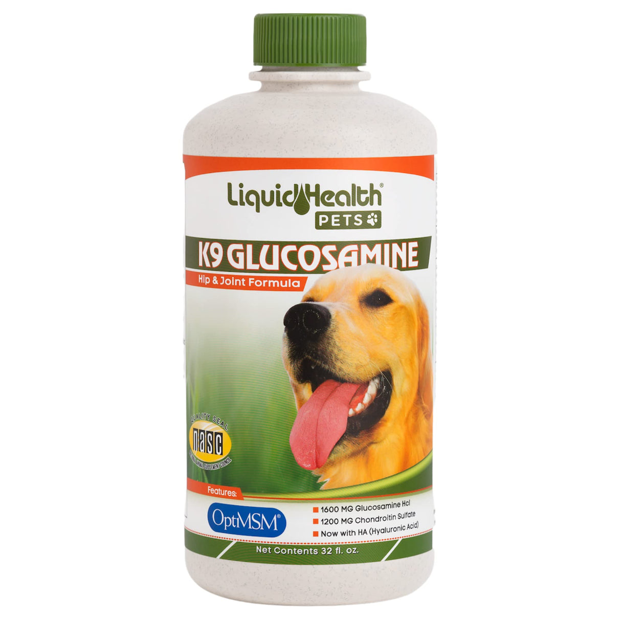 LIQUIDHEALTH Pets K9 Liquid Glucosamine for Dogs, Puppies, Senior Canines with Chondroitin, MSM, Hyaluronic Acid - Dog Vitamins for Hip & Joint Health, Dog Joint Oil, Joint Juice - Made in USA (32 oz)