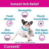Curaseb Hydrocortisone Wipes for Dogs & Cats – Instant Itch Relief for Hot Spots, Paw Licking, Rashes, Allergies, Bites, Dry Skin – with Soothing Aloe - 100 Wipes