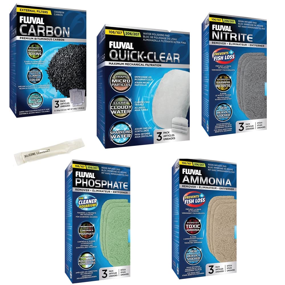 Inland Seas Fluval 106/107 206/207 Canister Filter Monthly Maintenance Kit Plus Bundle (6 Items)