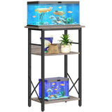 HOOBRO 10 Gallon Aquarium Stand, 3-Tier Fish Tank Stand with Storage, Reptile Turtle Tank Stand with Metal Frame, 20.5" L x 11" W , Greige BG52FT01