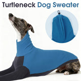 DENTRUN Greyhound Dog Sweatshirt, Fleece Turtleneck Jumper for Greyhounds & Whippets - Warm Knitted Sweater for Lurchers, Italian Greyhounds, Salukis (XL, Blue)