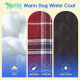 MIGOHI Dog Jackets for Winter, Windproof Waterproof Reversible Dog Coat for Cold Weather, British Style Plaid Warm Dogs Vest for Small Dogs, Red M