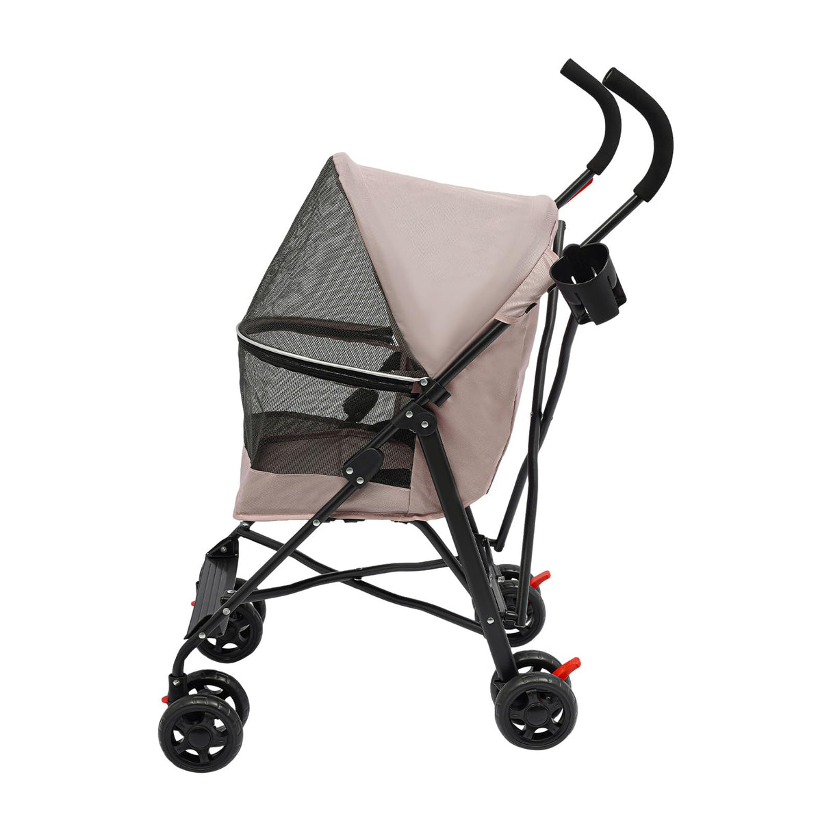 Foldable Pet Stroller for Small Medium Dogs & Cats up to 22 lbs, Lightweight Travel Buggy with Safety Leash, Cup Holder, Breathable Mesh & Quick Fold Wheels